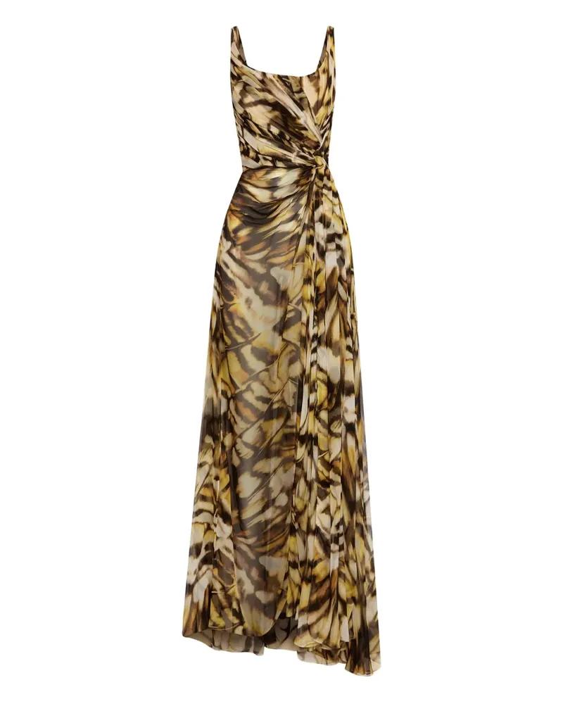 Oscar de la Renta Seidenkleid mit Print - Gold Gold