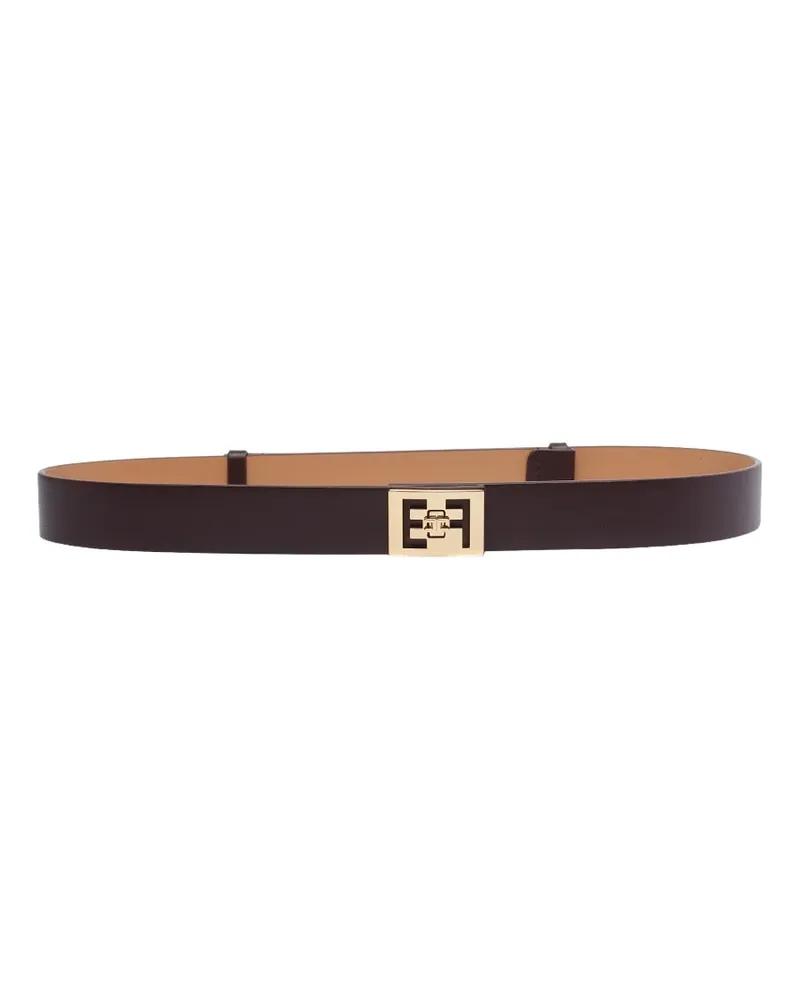 Elisabetta Franchi logo-plaque belt - Braun Braun