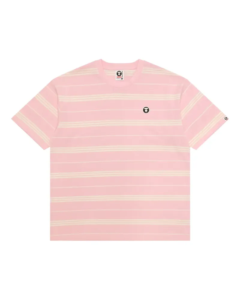 BAPE striped logo-detail T-shirt - Rosa Rosa