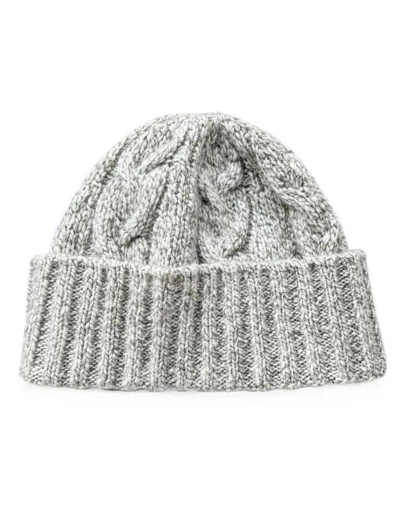LARDINI cable-knit turn-up brim beanie hat - Grau Grau