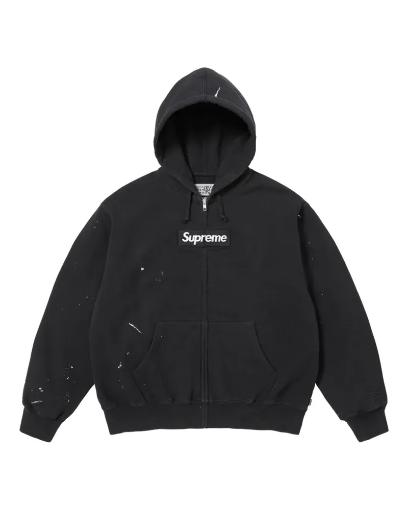 Supreme Being paint-splatter logo-patch hoodie - Schwarz Schwarz
