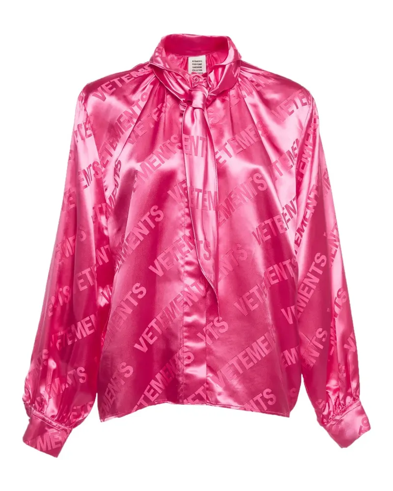 VETEMENTS Jacquard-Bluse mit Krawatte - Rosa Rosa