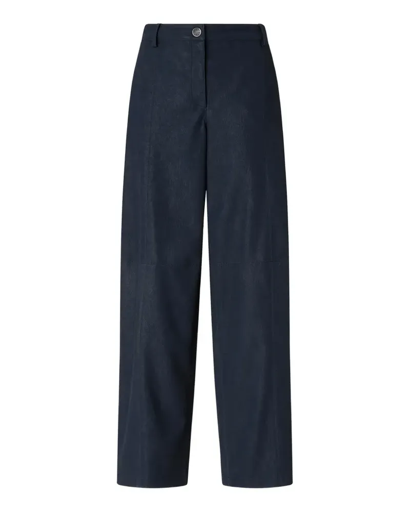 Pinko Gerade Hose in Nubukleder-Optik - Blau Blau