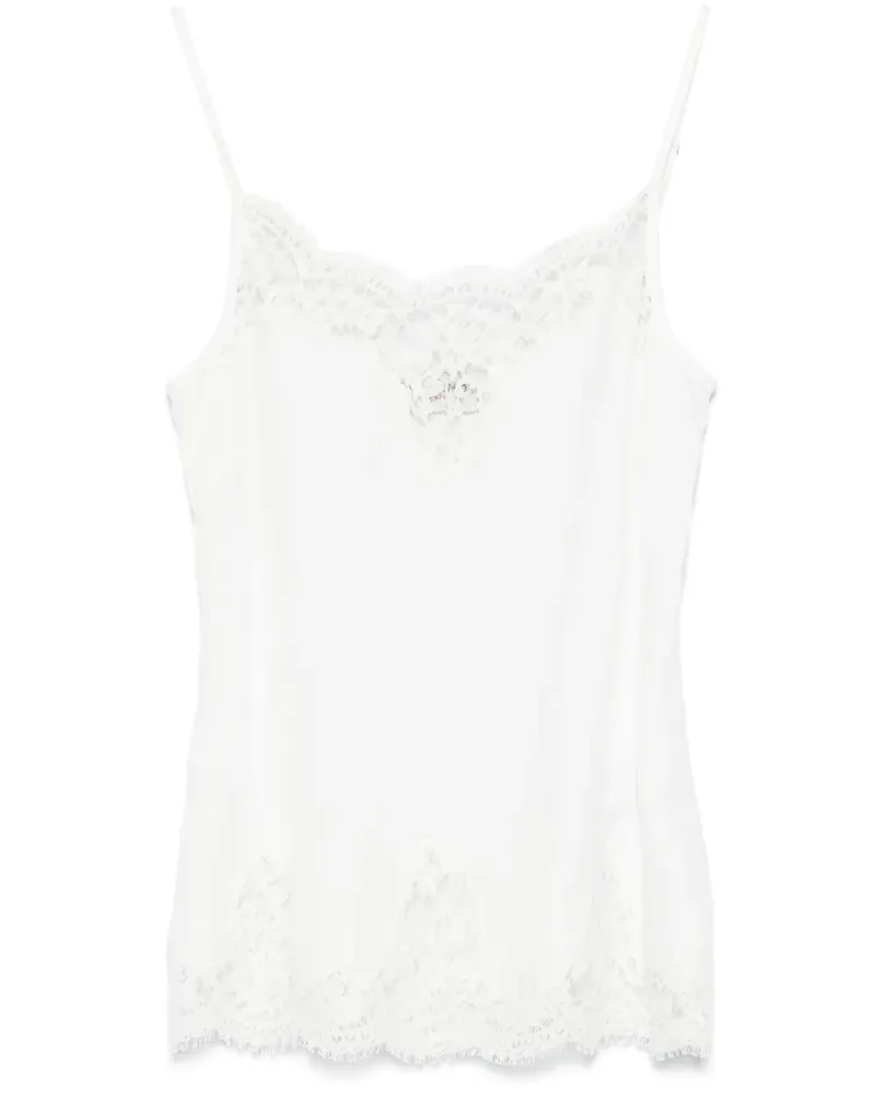 Ermanno Scervino Top mit Spitzenborte - Weiß Weiß
