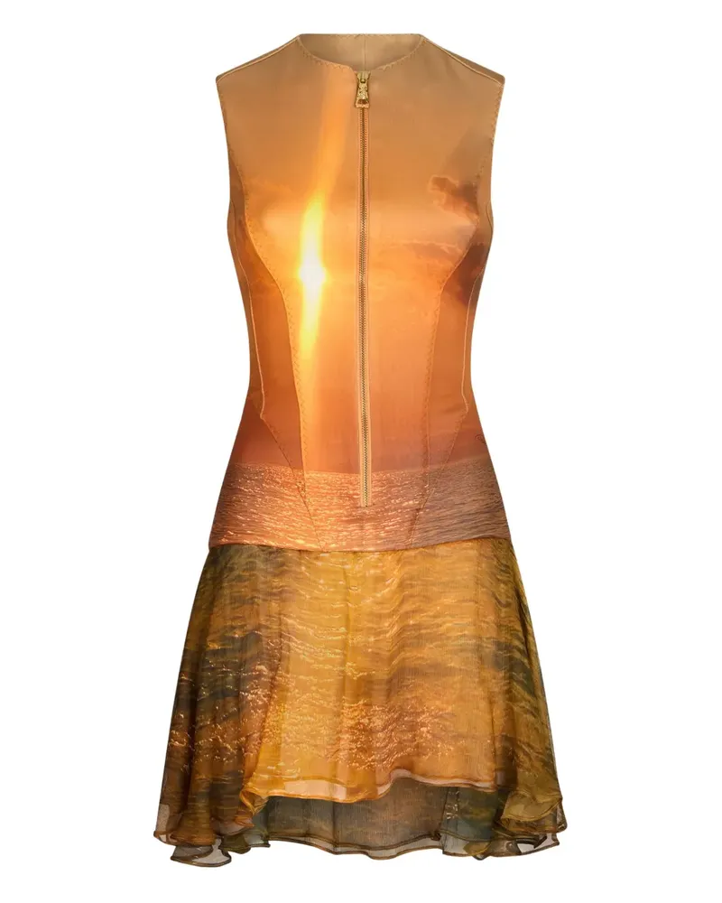Roberto Cavalli Minikleid mit abstraktem Print - Orange Orange