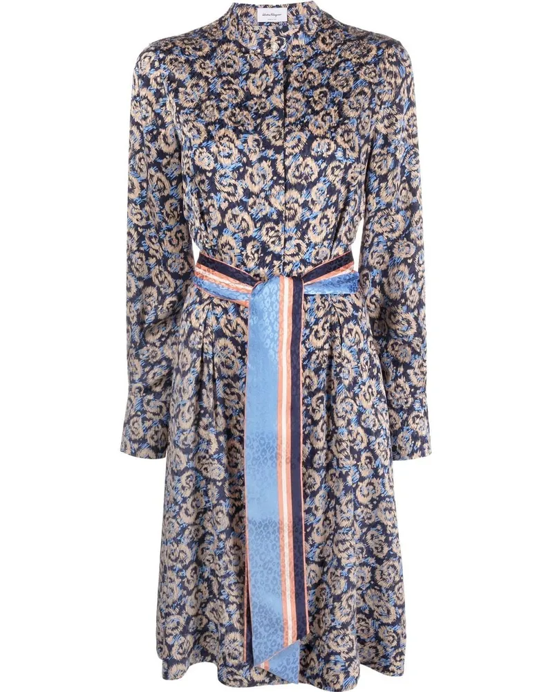 Ferragamo Kleid mit grafischem Print - Blau Blau