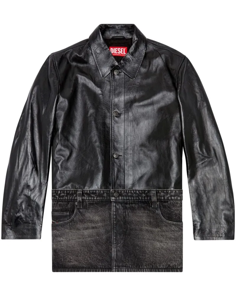 Diesel L-Bretch Lederjacke - Schwarz Schwarz