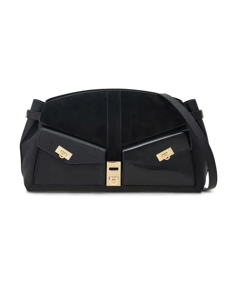 Ferragamo Große Hug Clutch - Schwarz Schwarz