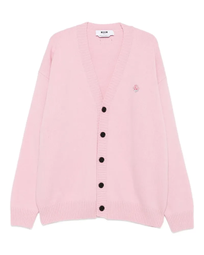 MSGM Geknöpfter Cardigan mit Rosendetail - Rosa Rosa