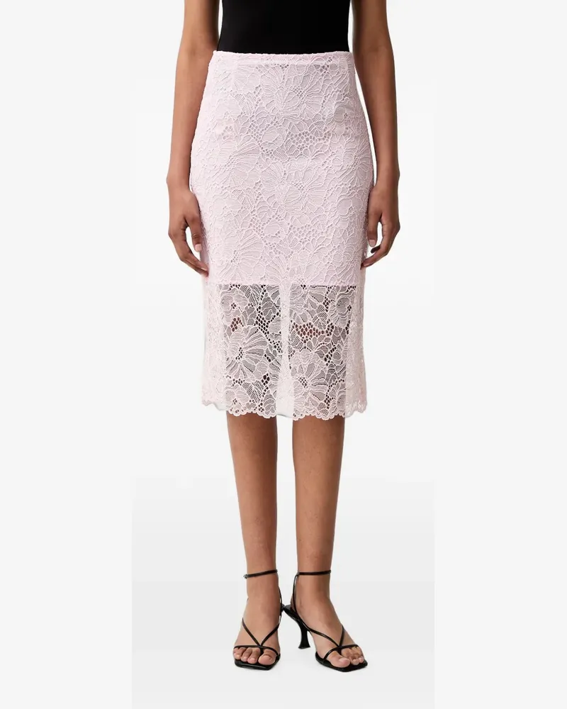 ROTATE Birger Christensen Midirock aus Spitze - Rosa Rosa