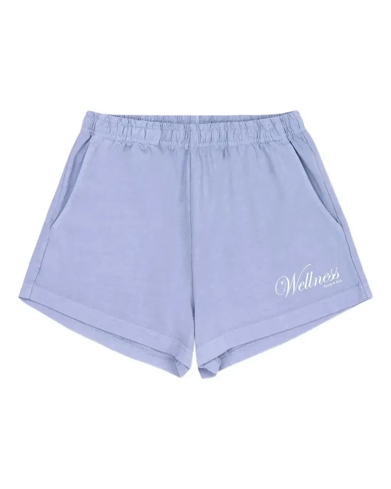 SPORTY & RICH logo-print elasticated-waist shorts - Blau Blau