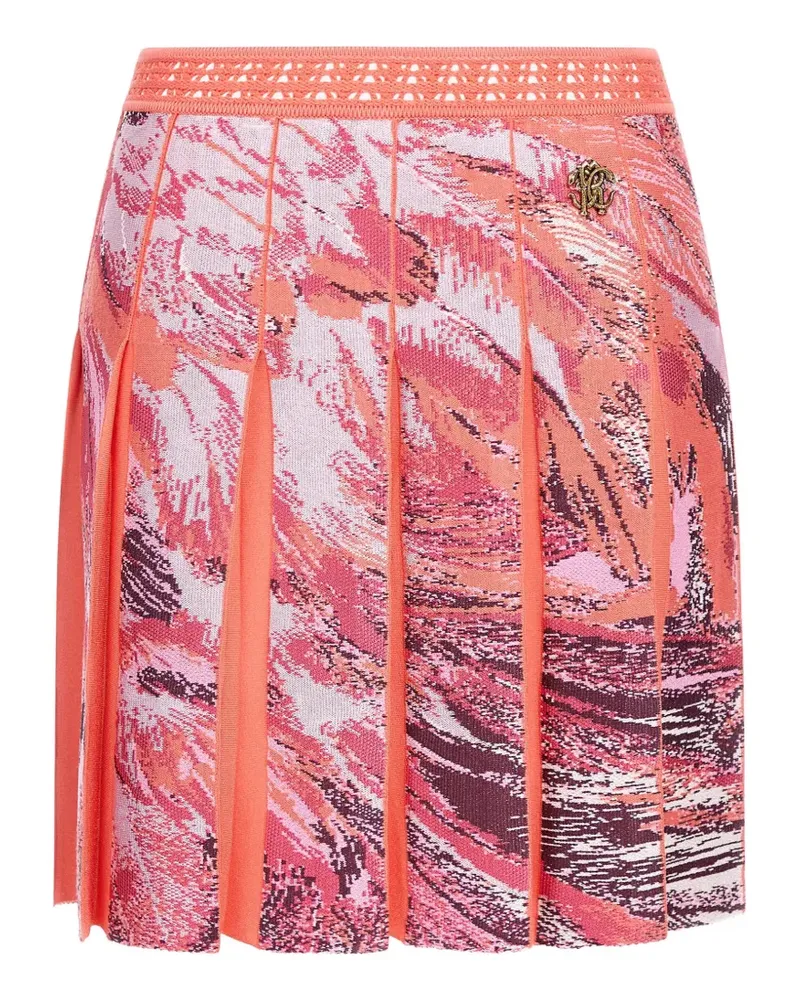 Roberto Cavalli Faltenrock mit abstraktem Print - Orange Orange