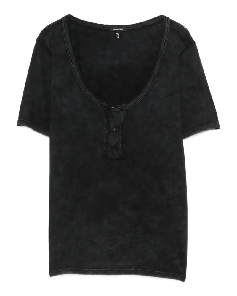 R13 buttoned short-sleeve T-shirt - Schwarz Schwarz