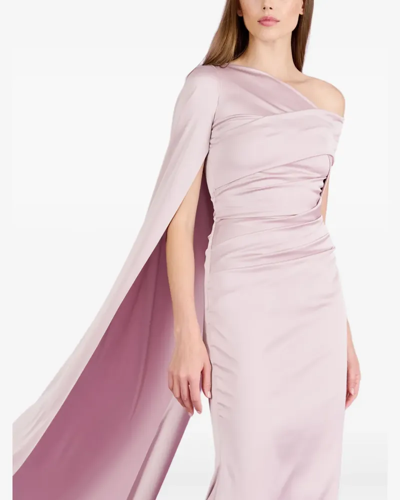 Talbot Runhof Cape-Abendkleid mit asymmetrischem Ausschnitt - Rosa Rosa