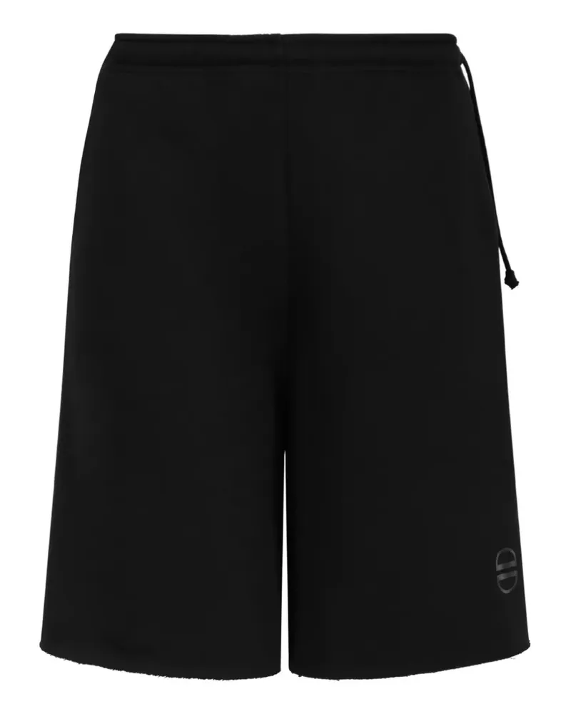 DOUUOD logo-print raw-edge shorts - Schwarz Schwarz