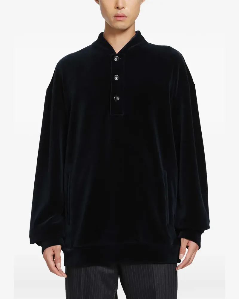 Giorgio Armani Poloshirt in Samtoptik - Blau Blau