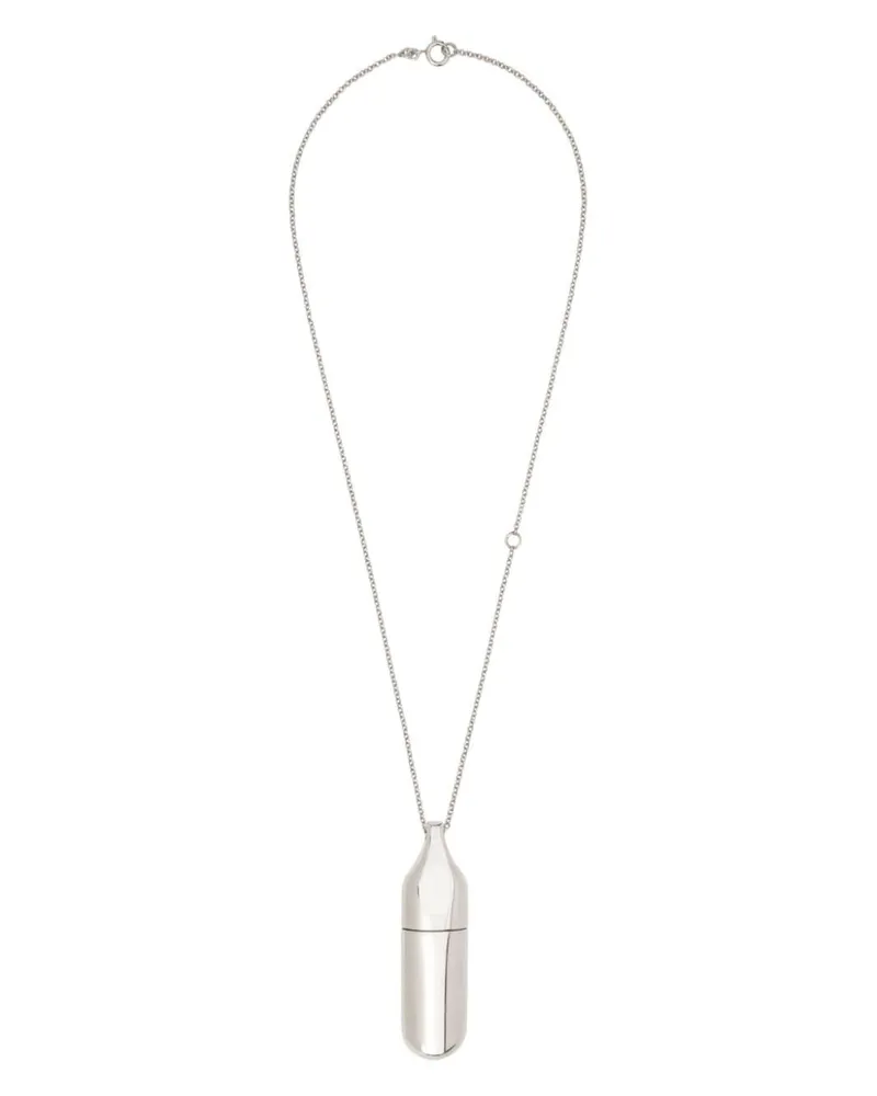 Courrèges Silberfarbene Flask Halskette Silber