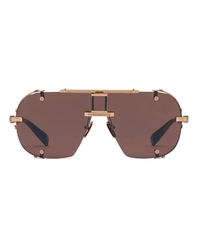 Balmain Sonnenbrille im Metallic-Look - Braun Braun