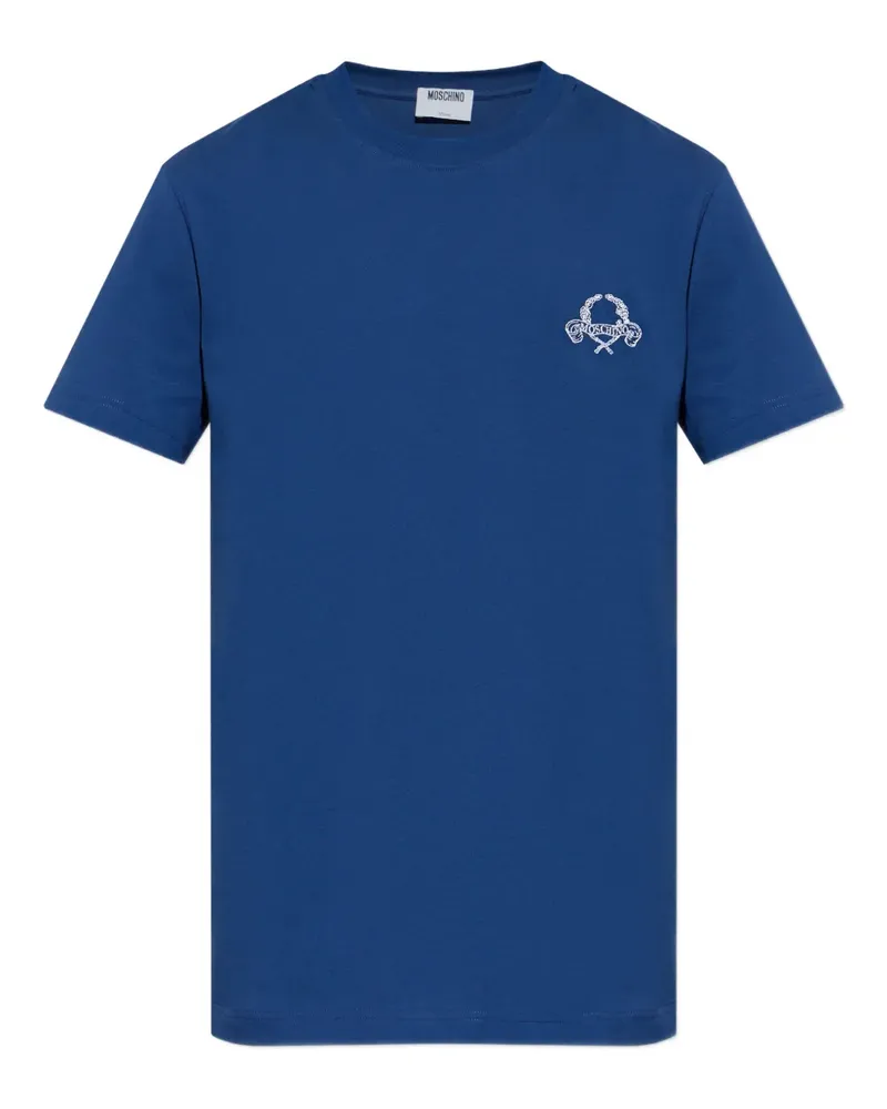 Moschino logo-embroidered T-shirt - Blau Blau