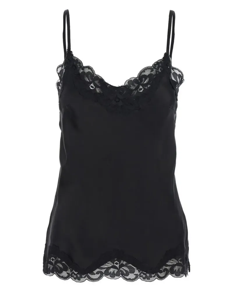 Gold Hawk Clothing Seidentop mit Spitzenborten - Schwarz Schwarz