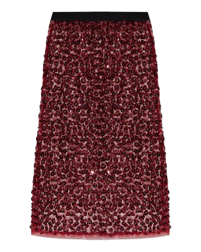 MUNTHE sequin-embellished gingham midi skirt - Rot Rot