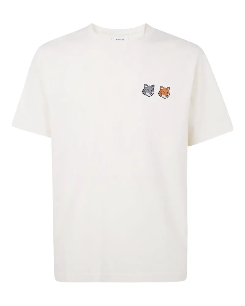 Kitsuné T-Shirt mit Fuchskopf-Stickerei - Nude Nude
