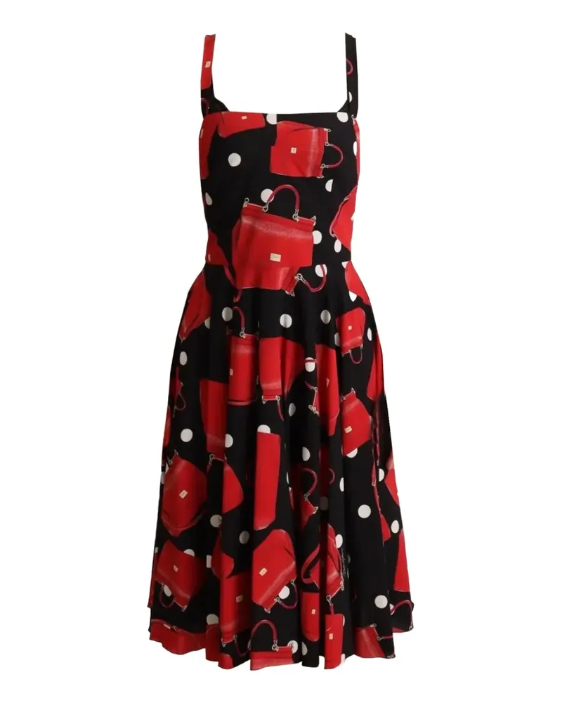 Dolce & Gabbana Midikleid mit Handtaschen-Print - Schwarz Schwarz