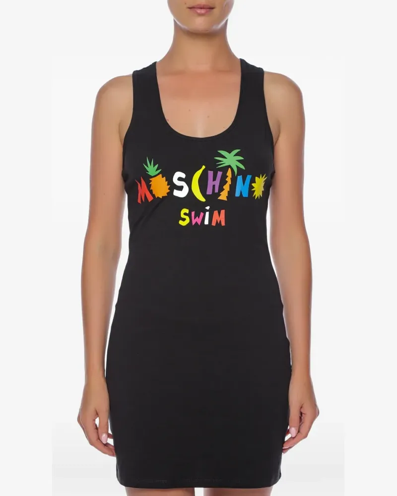 Moschino logo-print racerback mini dress - Schwarz Schwarz
