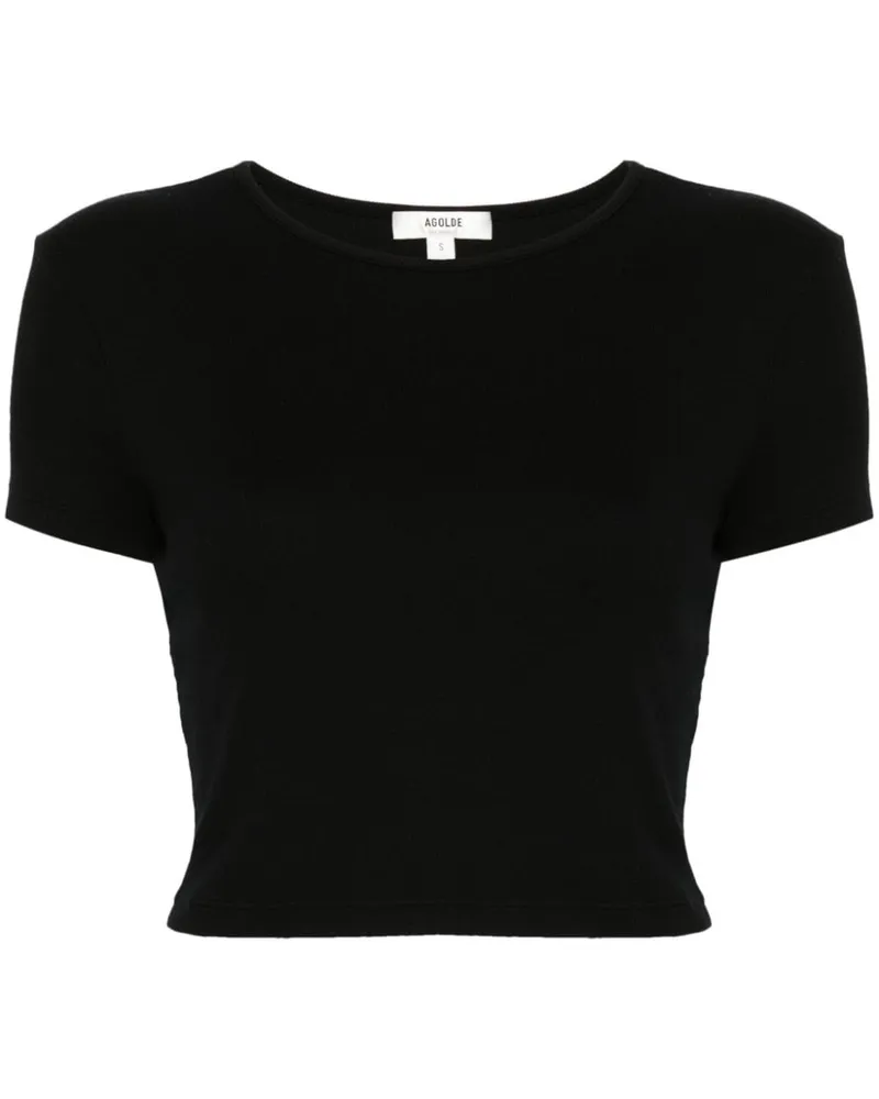 AGOLDE Savannah Cropped-T-Shirt Schwarz