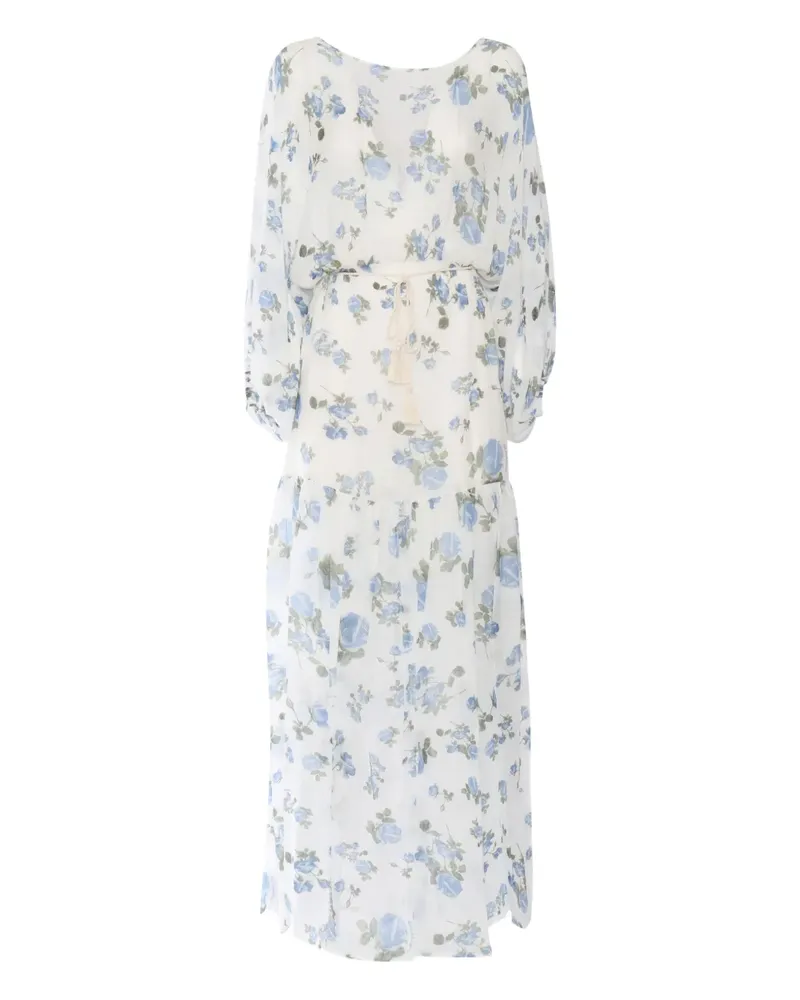 Ermanno Scervino Maxikleid mit Blumen-Print - Weiß Weiß