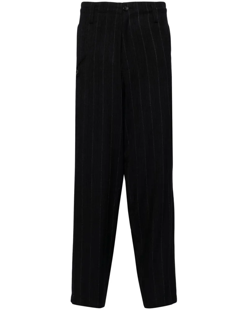 Yohji Yamamoto pinstriped tailored trousers - Schwarz Schwarz