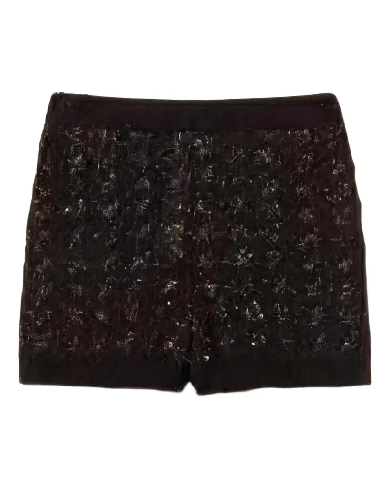 Twin-Set Jacquard-Shorts mit Hahnentrittmuster - Schwarz Schwarz