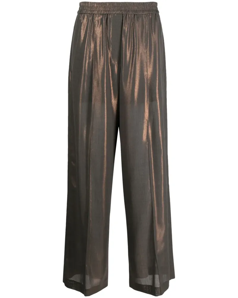 Brunello Cucinelli Wide-Leg-Hose in Metallic-Optik Metallic