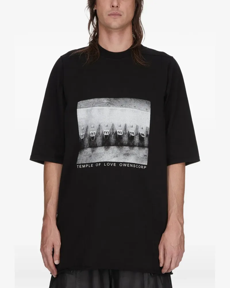 DRKSHDW by Rick Owens Ungesäumtes Jumbo SS T-Shirt mit grafischem Print - Braun Braun
