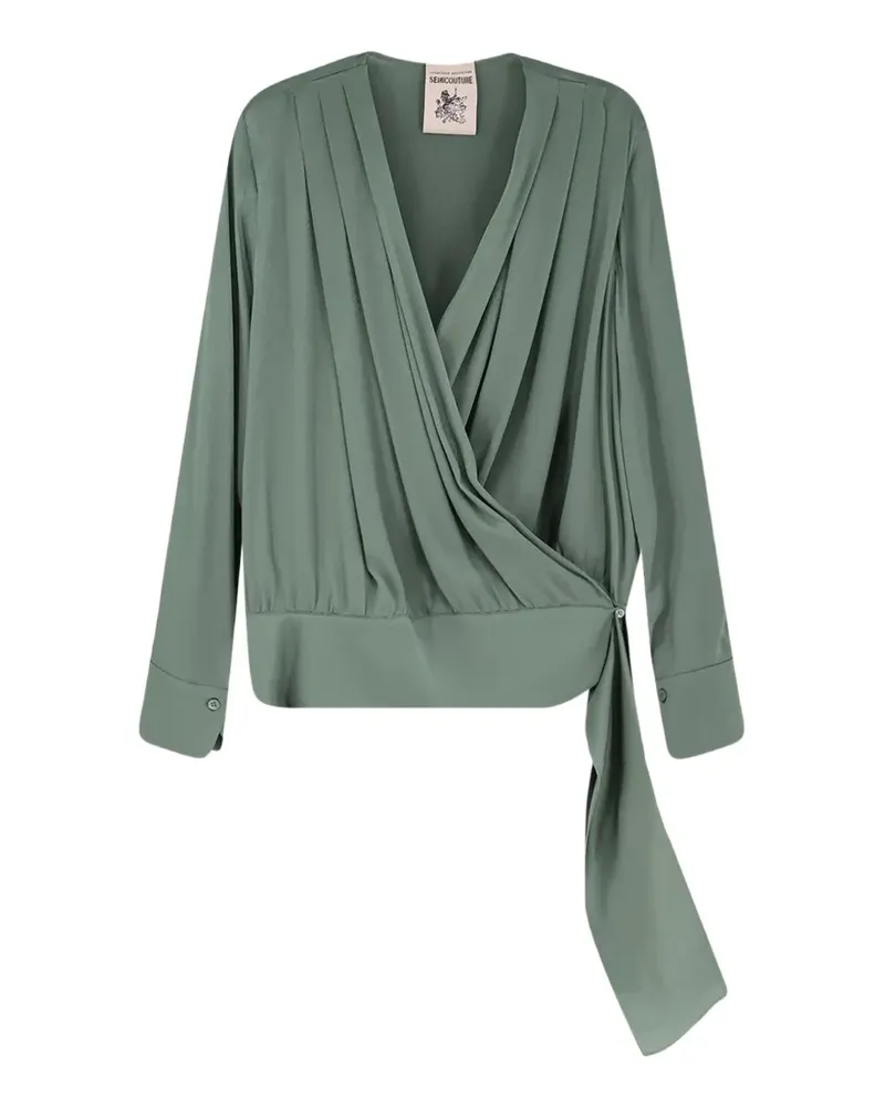 Semicouture Wickelbluse mit V-Ausschnitt - Grün Grün