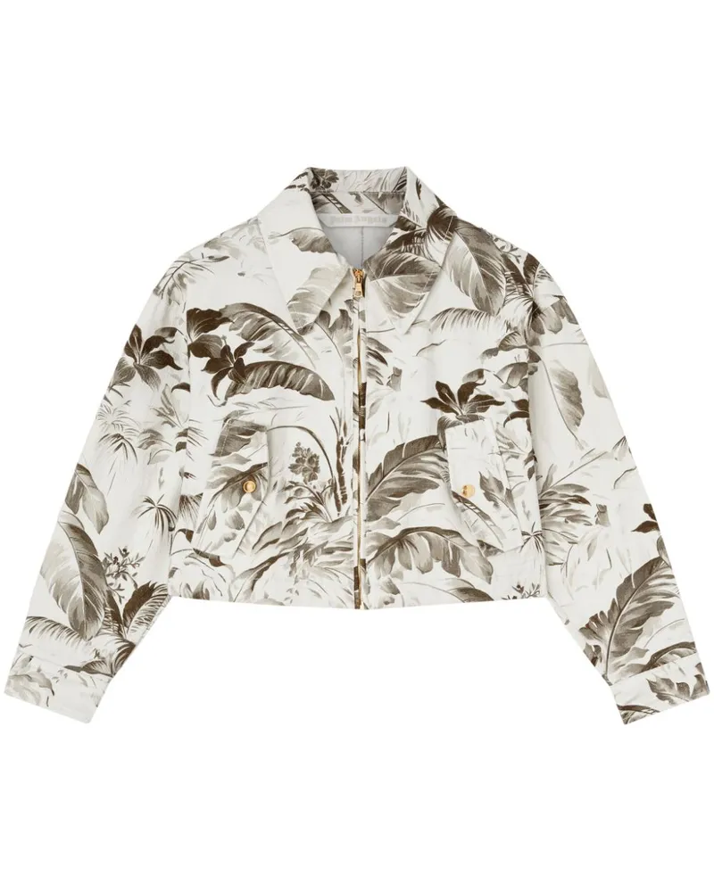 Palm Angels Jeansjacke mit Palmen-Print - Nude Nude