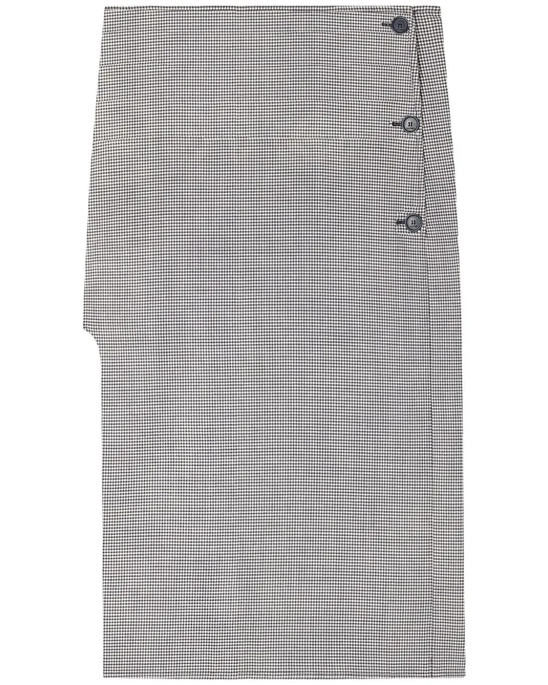 Courrèges Oblique Midirock mit Hahnentrittmuster - Schwarz Schwarz