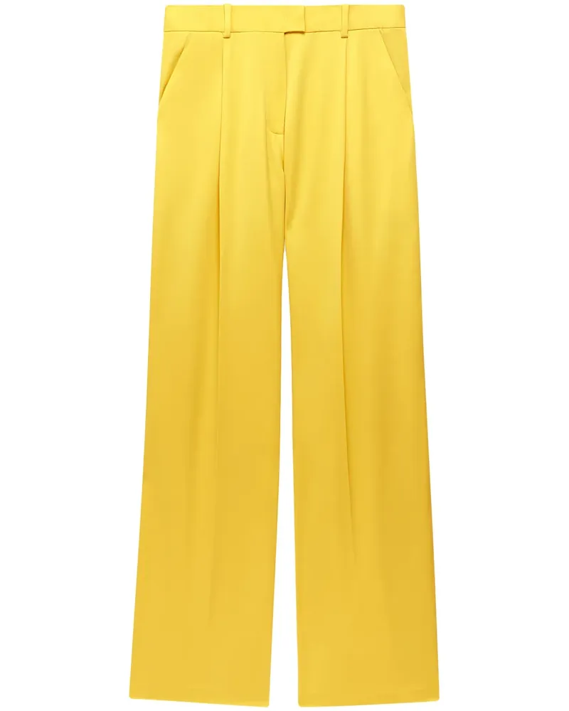 Another Tomorrow Merinowollhose mit Falten - Gelb Gelb