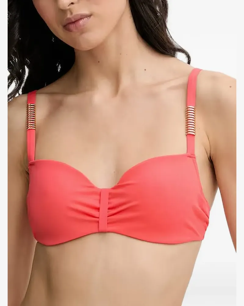Chantelle Icon ruched bead-embellished bikini top - Rosa Rosa