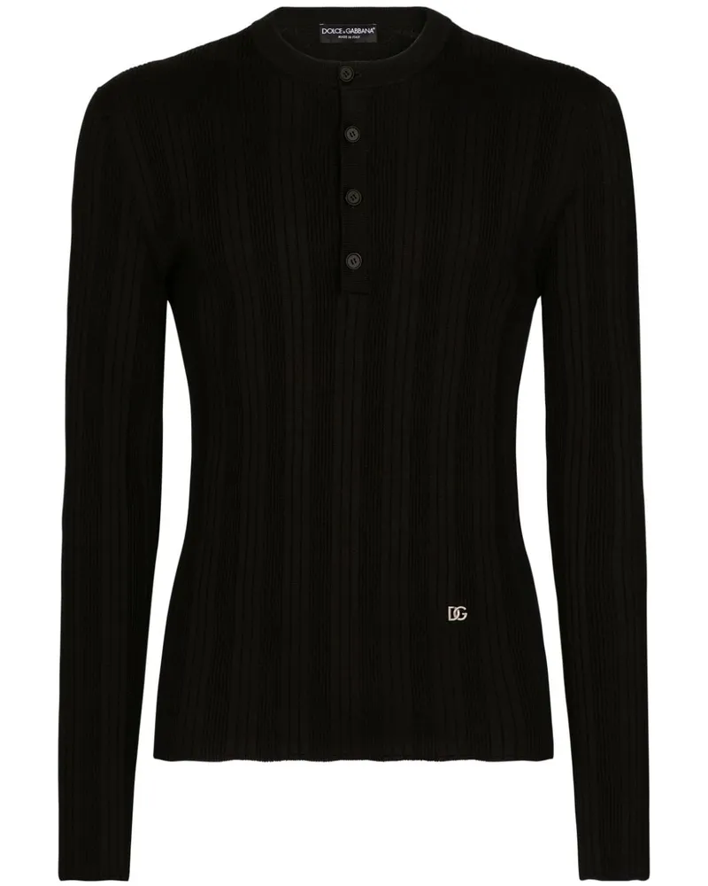 Dolce & Gabbana T-Shirt mit Logo-Patch - Schwarz Schwarz