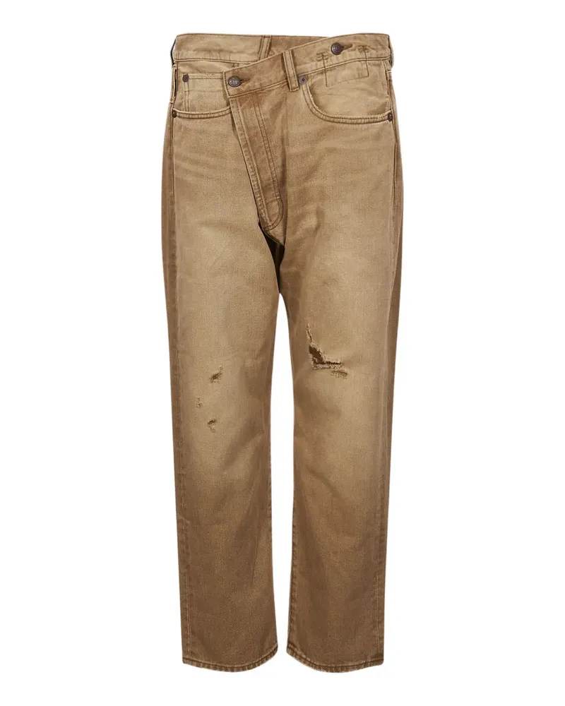 R13 Crossover distressed crossover-waist jeans - Nude Nude