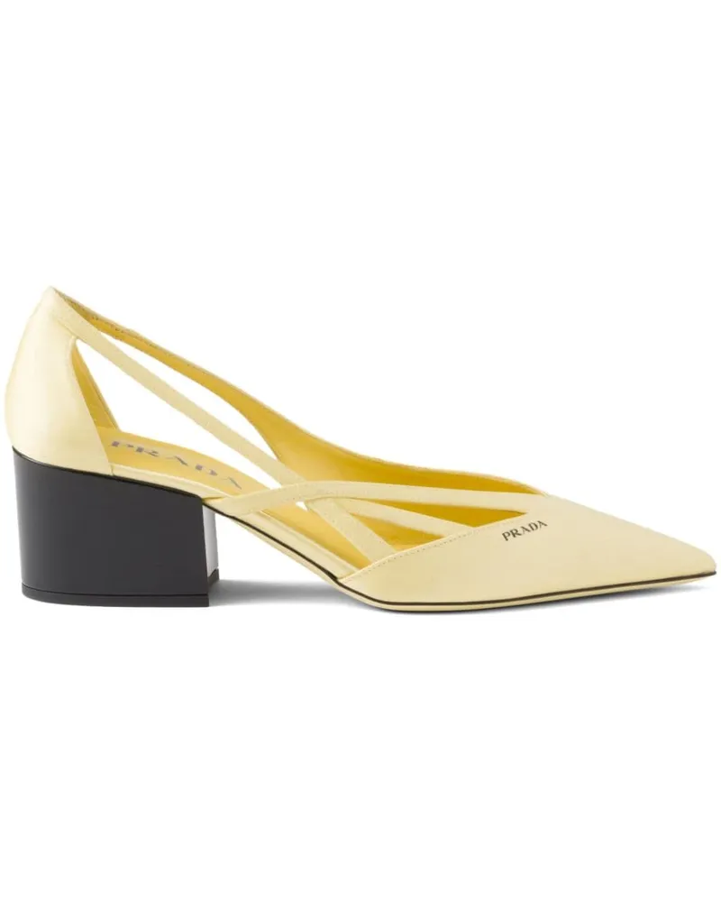 Prada Satin-Pumps mit Cut-Out 55mm - Gelb Gelb