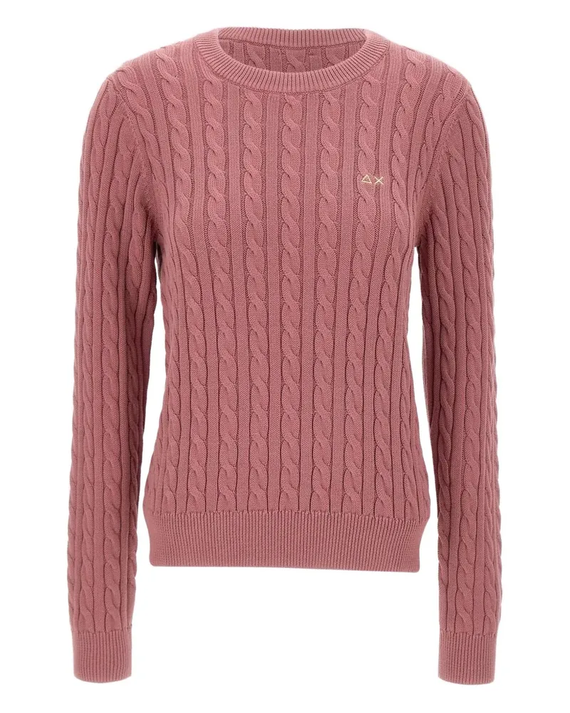 Sun68 Bestickter Pullover mit Zopfmuster - Rosa Rosa