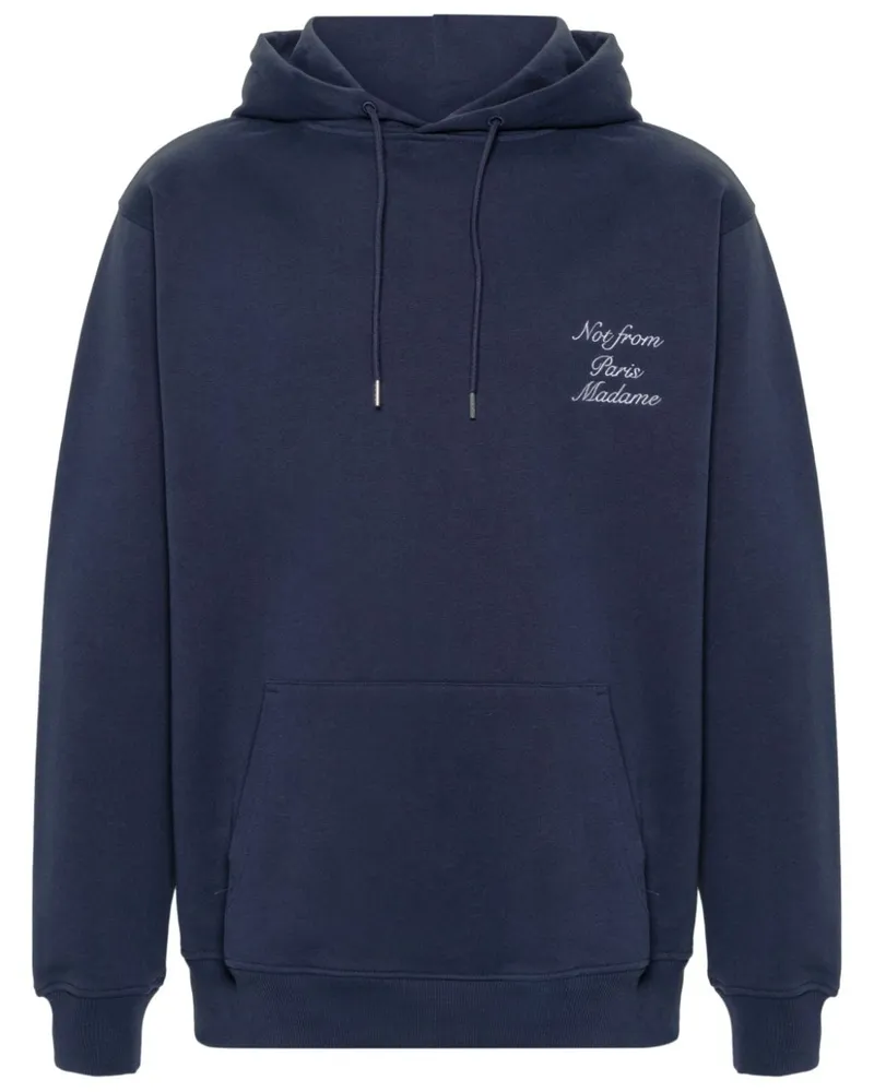 Drôle de Monsieur Le Hoodie Slogan Calligraphy Hoodie Blau