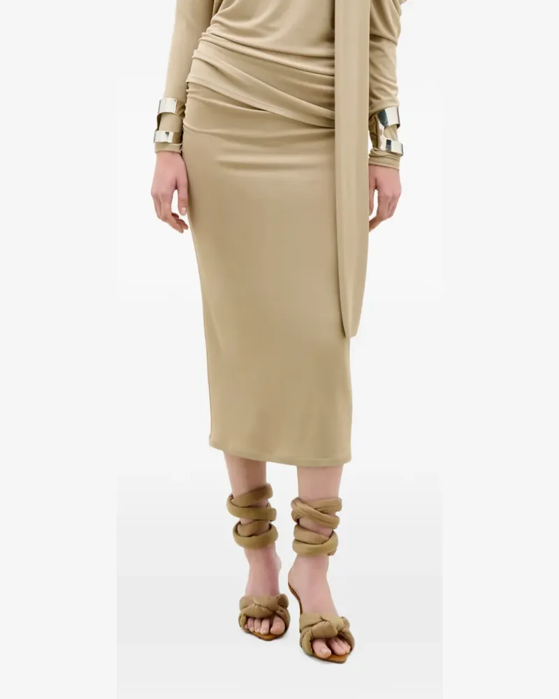 Silvia Tcherassi Karli ruched midi skirt - Nude Nude