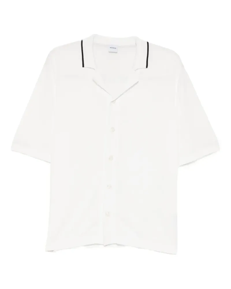 ASPESI Gestricktes Poloshirt mit Reverskragen - Weiß Weiß