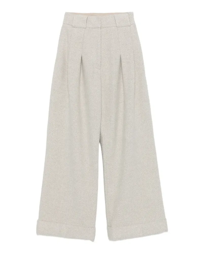 Colombo Bundfaltenhose mit Fischgrätenmuster - Nude Nude