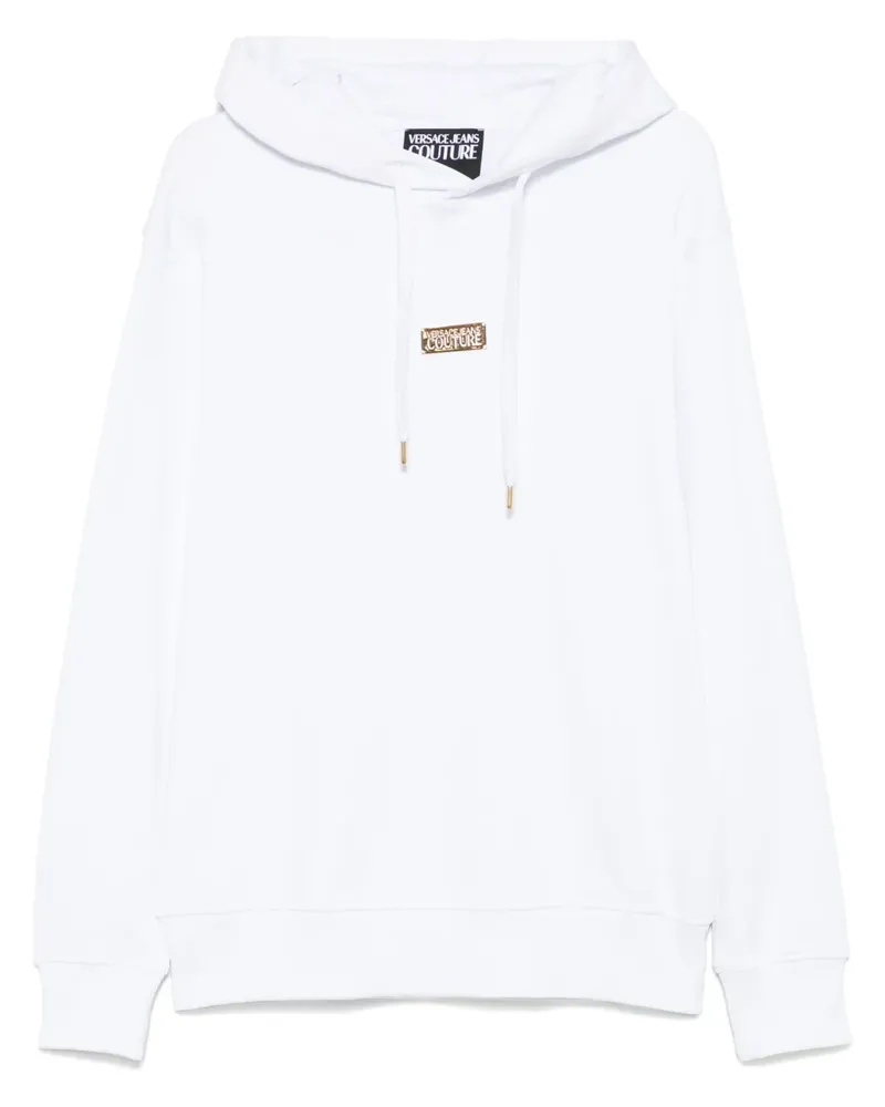 Versace Jeans Hoodie mit Logo-Schild Weiß
