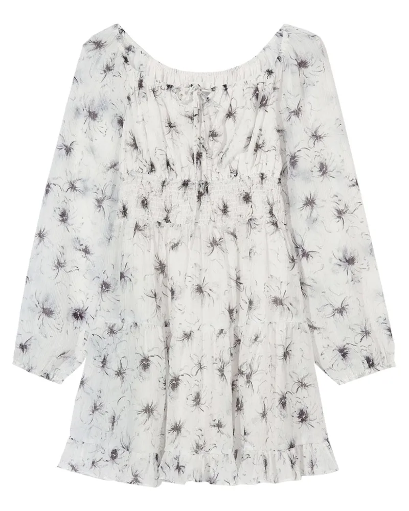 b+ab Minikleid mit abstraktem Print - Weiß Weiß