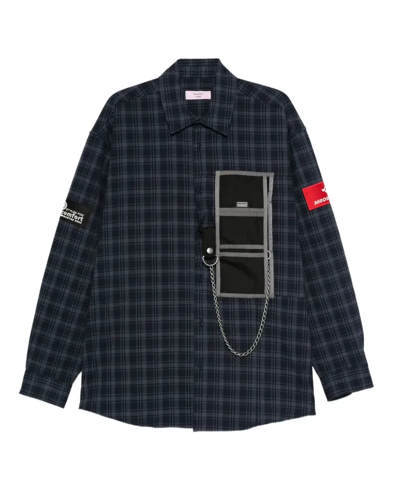 Martine Rose Kariertes Hemd mit Kettendetail - Blau Blau